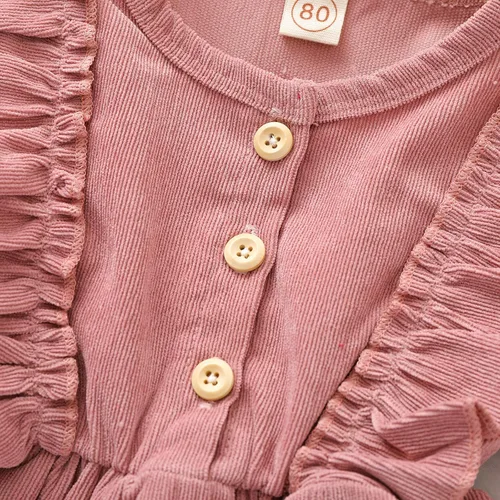 Vista 4 de Karuedoo Kids Toddler Baby Girl Corduroy Ruffle Long Sleeve Dress Princess Party Dress Fall Winter Skirt Outfit