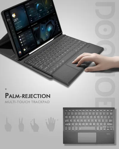 Vista 3 de Doohoeek Funda de teclado para Samsung Galaxy Tab S10 Lite de 10.9 pulgadas 2025 / S10 FE / S9 FE / S9, teclado Bluetooth con trackpad