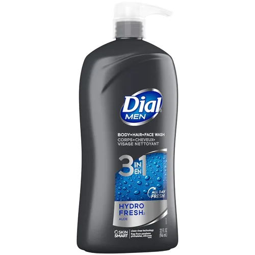 Vista 5 de Dial Men 3en1 para cuerpo, cabello y cara, Hydro Fresh, 32 fl oz (Paquete de 2)