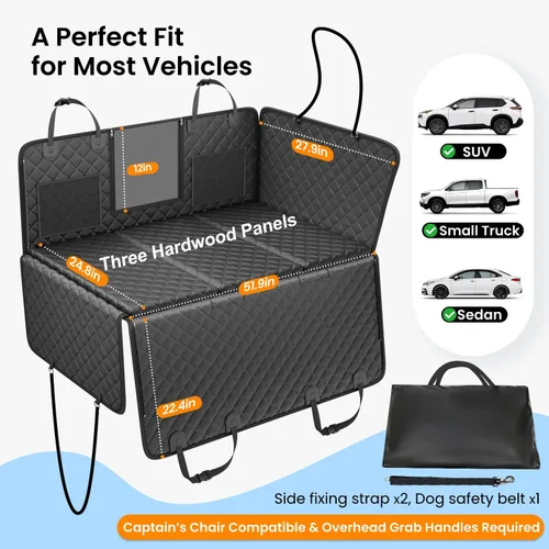 Vista 6 de REEVAA 2.0 Funda de asiento trasero para perros grandes, L, color negro