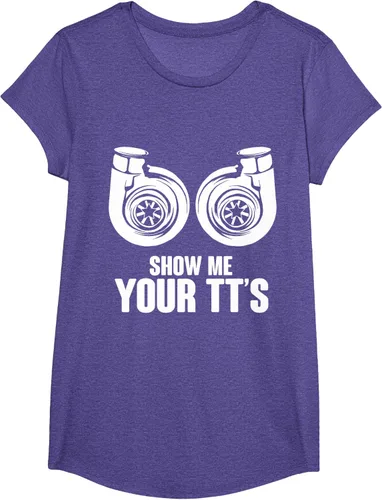 Vista 60 de Funny Show Me Your TT's Twin Turbo Car Racing Camiseta, Negro, S