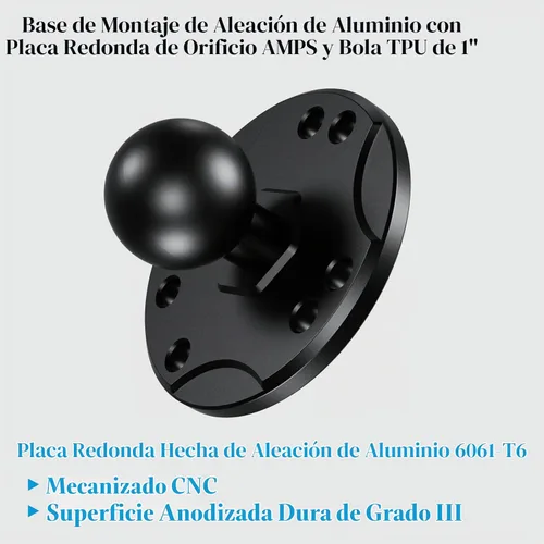 Vista 2 de BRCOVAN Base de montaje de bola de 1 '' con placa redonda de agujero