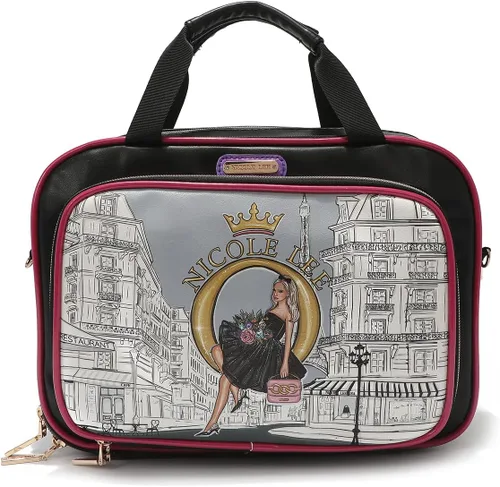 Vista 14 de Nicole Lee Bolsa de maquillaje cosmética para mujer, bolsa de viaje con 5 compartimentos (todas las emociones)