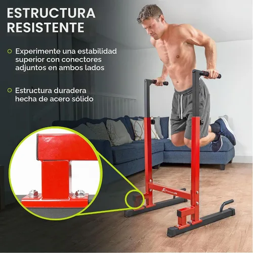 Vista 4 de ProsourceFit Estación de flexiones con altura ajustable, equipo para parte superior del cuerpo para gimnasio en casa Rojo