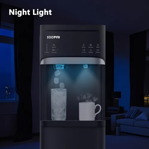 Vista 5 de Dispensador de enfriador de agua 4 en 1 de agua caliente/frío/habitación con máquina de hielo, carga inferior, capacidad diaria de 22 libras