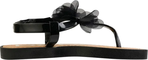 Vista 4 de bebe Sandalias para niñas zapatos de vestir planos de verano con punta abierta, sandalias con hebilla a presión con diseño de flores de gasa y suela