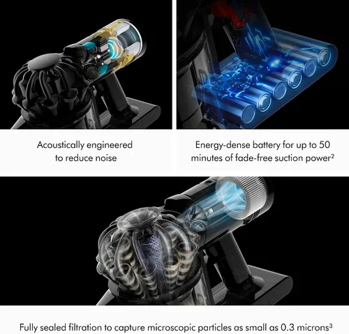 Vista 3 de Dyson Aspiradora de mano para coche y bote, inalámbrica y ligera, limpia superficies duras y tapicería, 115AW, 2 modos de potencia, hasta 50 minutos²