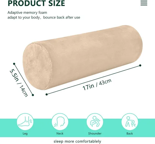 Vista 3 de Almohada y funda de almohada para el cuello para dormir, fundas de almohada redondas, almohada de cuello cilíndrico, almohada de apoyo para cama