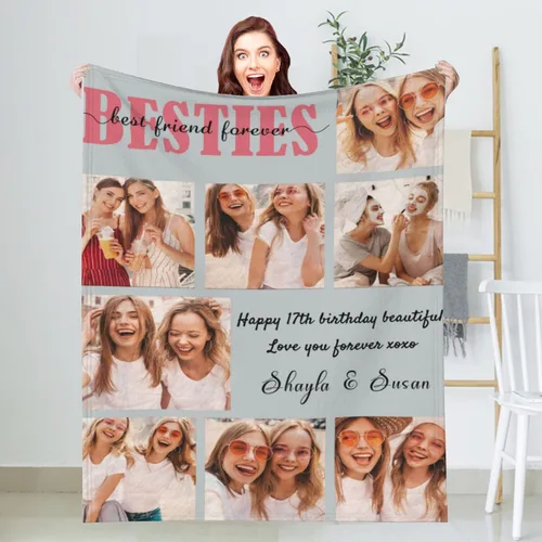 Vista 15 de D-Story Manta con fotos personalizada fabricada en Estados Unidos, regalo de foto conmemorativa personalizada para parejas, acogedora y cálida