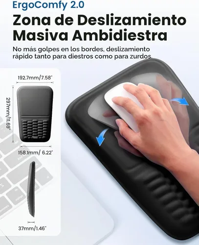 Vista 5 de Vaydeer - Alfombrilla de ratón ergonómica con reposamuñecas – Alfombrilla de ratón de espuma viscoelástica con soporte de muñeca y bulto de masaje