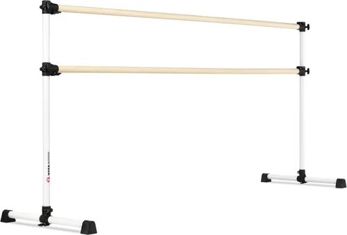 Vista 25 de Barra de ballet portátil independiente doble Vita Barre, Prodigy, de madera Altura ajustable, hecha en EE. UU., equipo de ejercicio para casa