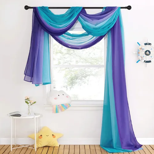 Vista 13 de NICETOWN Cenefa decorativa larga para ventana, cenefa de bufanda de boda, cortina de gasa para sala de estar, dormitorio, ceremonia