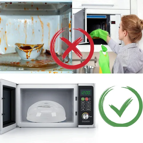 Vista 6 de Tapa grande para microondas contra salpicaduras para alimentos, cubierta de microondas con rejillas de ventilación de vapor, 3.8 cm, libre de BPA
