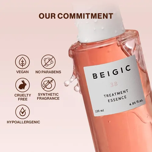 Vista 9 de BEIGIC Treatment Essence - Esencia facial hidratante para una textura de piel radiante y suave con péptidos veganos y niacinamida para piel