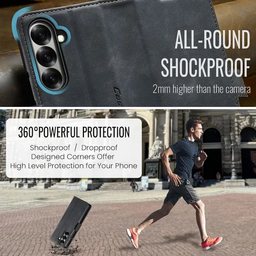 Vista 7 de Funda tipo cartera para Samsung Galaxy Z Fold 7 de piel con tarjetero y función atril, cierre magnético, bloqueo RFID, TPU a prueba de golpes, Negro