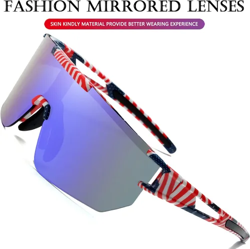 Vista 4 de AIEYEZO Gafas de sol de ciclismo para hombres y mujeres, para fanáticos de los deportes, gafas de sol de béisbol al aire libre con cuerda para gafas