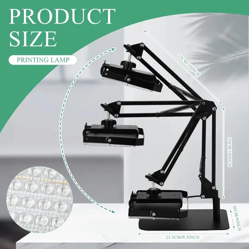 Vista 2 de Kit de unidad de exposición LED de 50 W, unidad de exposición de impresión de pantalla de luz UV con soporte ajustable retráctil para impresión
