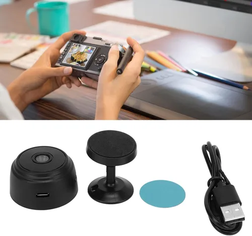 Vista 5 de Mini cámara A9, cámara IP HD 1080P con cubierta trasera magnética, mini videocámara de seguridad para el hogar, cámara de videovigilancia micro Negro