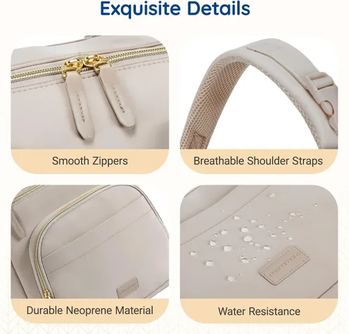 Vista 5 de mommore Mochila de neopreno para pañales de bebé, pequeña y ligera, resistente al agua, para niños y niñas, recién nacidos, con cambiador, correas