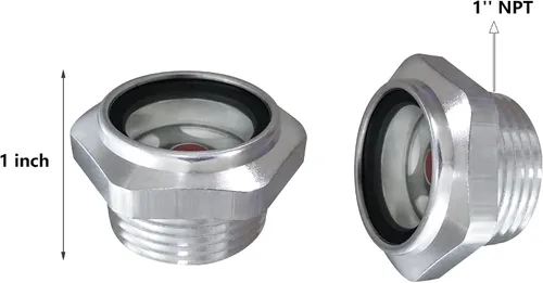 Vista 6 de Vista de compresor de aire, 1 pulgada, NPT macho aleación de aluminio hexagonal, aceite para ventana, medidor de nivel de líquido para compresor