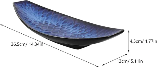 Vista 3 de DOITOOL Plato japonés de cerámica para sushi con forma de barco, plato de postre para sushi geta, platos para servir platos para el hogar, cocina