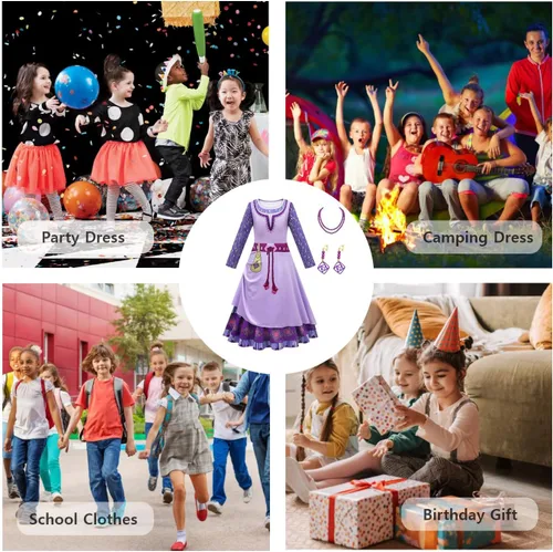 Vista 6 de Shfine Disfraz de princesa para niñas con accesorios de 4 a 12 años