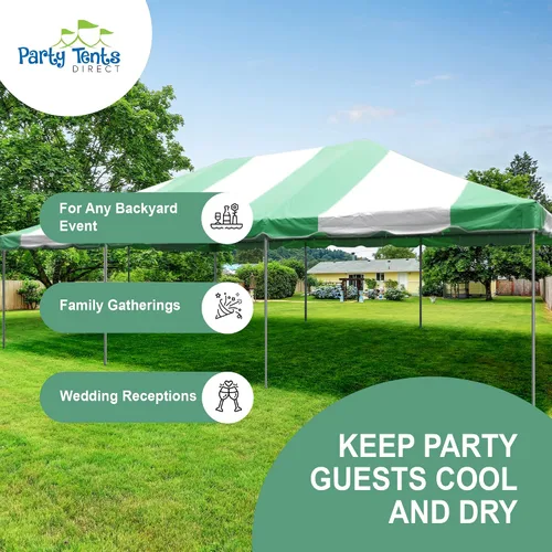 Vista 4 de Party Tents Direct Carpa para Fiesta de 20x30 - Marco de Acero - Gazebo al Aire Libre, Pabellón, Sombrilla para Sol, Refugio para Acampada - Verde