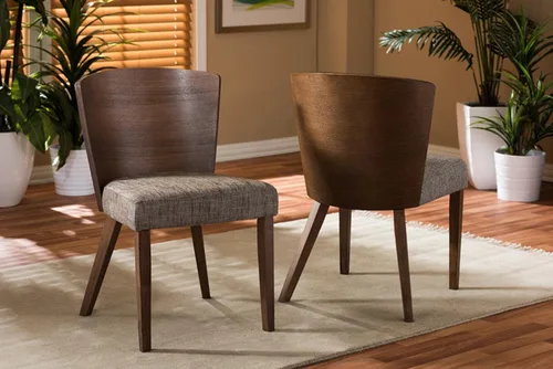 Vista 2 de Baxton Studio Silla de comedor moderna de madera de gorrión, marrón, juego de 2, 20.62 pulgadas de largo x 22 pulgadas de ancho x 31.25 pulgadas