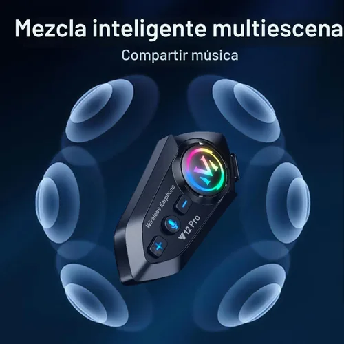 Vista 5 de Auriculares Bluetooth para casco de motocicleta, intercomunicador de 2 vías, 550 yardas, sonido HIFI, cancelación de ruido, compartir música, 1000