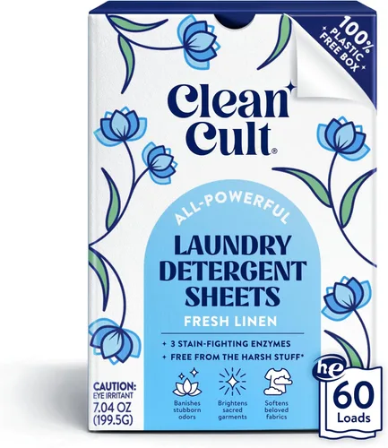 Vista 9 de Cleancult Hojas de detergente para ropa – Caja resellable – 3 enzimas que combaten las manchas – Sin fragancia – 60 cargas – Libre de productos