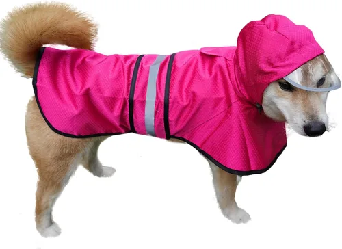 Vista 24 de Impermeable para Perros Resistente al Agua Reflectante - Poncho Ligero Transpirable con Capucha Abrigo Chaqueta de Lluvia con Correa Ajustable