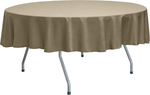 Vista 60 de Ultimate Textile Mantel redondo reversible Shantung Satin Majestic de 84 pulgadas, color rosa hielo