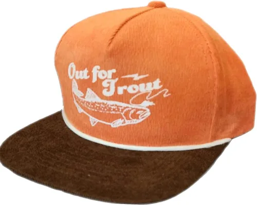 Vista 18 de ThatsRad Out for Trout Corduroy Snapback Sombrero Gorra Pesca con Mosca Pescador