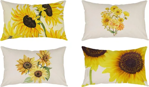 Vista 14 de Juego de 4 fundas de almohada decorativas de color rosa de 16 x 16 pulgadas, fundas de almohada cuadradas con flores de primavera y verano