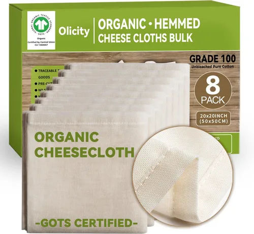 Vista 10 de Paños de queso orgánicos, certificado GOTS, paquete de 2, paño de queso