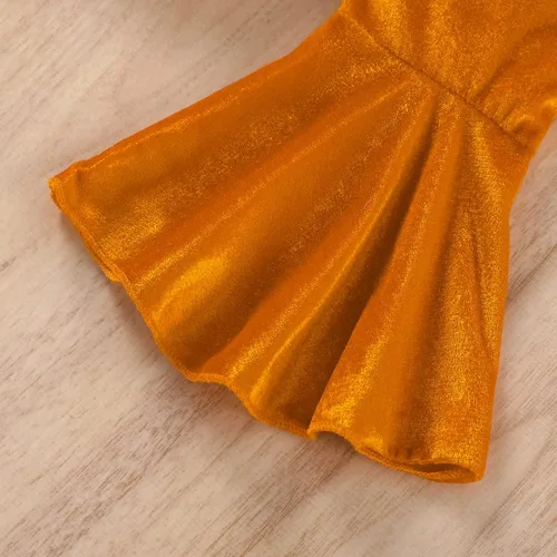 Vista 7 de Conjunto de 2 piezas de ropa de Halloween para niña de manga largahalter con estampado de calabaza