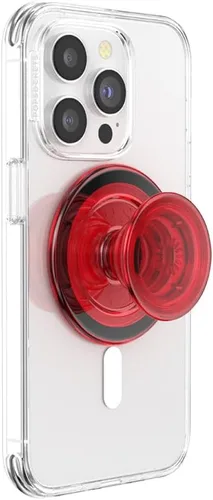 Vista 4 de PopSockets Agarre para teléfono MagSafe con soporte, soporte magnético, parte superior intercambiable, sujeción segura para fundas MagSafe de rojo