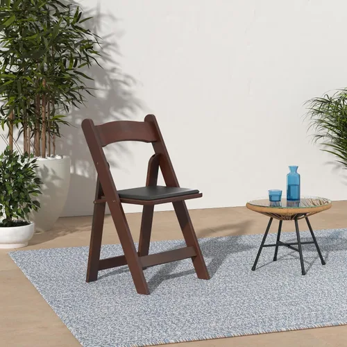 Vista 2 de Silla plegable acolchada de madera clásica americana