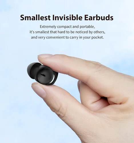 Vista 4 de Audífonos invisibles para dormir, cómodos auriculares con bloqueo de ruido para dormir, auriculares inalámbricos Bluetooth 5.3, auriculares