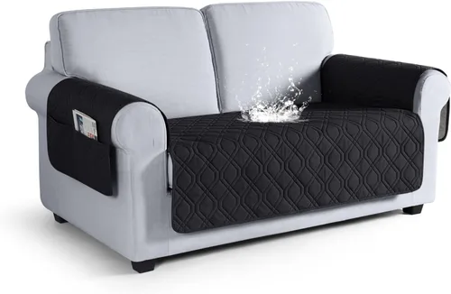 Vista 51 de VANSOFY Funda para Sofá, Fundas de Sofá Impermeables Lavables Forro Protector de Muebles Fundas de Asiento de Sofá Antideslizantes para Perros, Negro