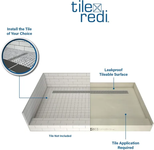 Vista 5 de Tile Redi RT3260R-PVC-MB-2.5 Redi Trench - Sartén para ducha, color negro mate