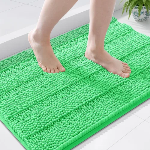 Vista 121 de Grandaily Alfombras de baño de felpilla a rayas de 24 x 16 pulgadas, extra gruesas y suaves, absorbentes, parte trasera de goma, alfombra de ducha