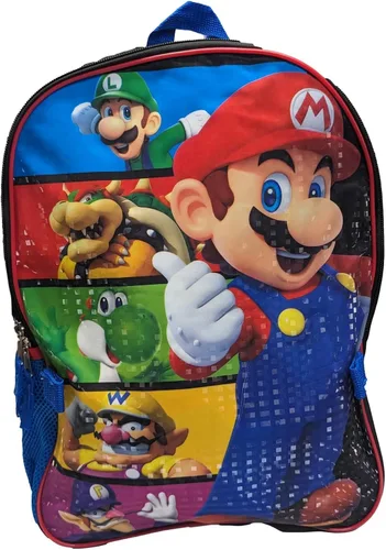 Vista 6 de AI ACCESSORY INNOVATIONS Mario Luigi Bros - Mochila de tamaño completo de 16 pulgadas con lonchera desmontable