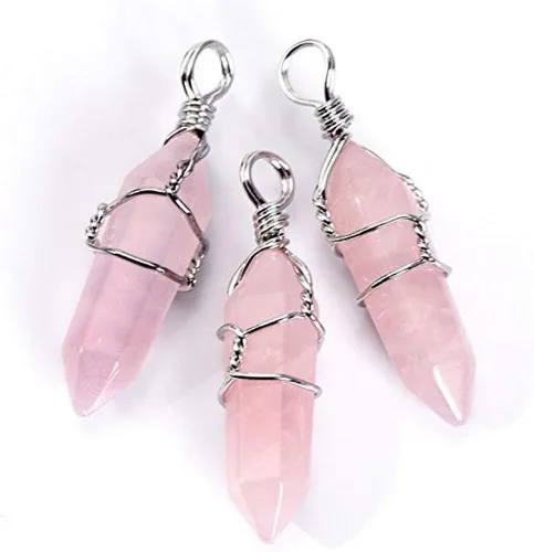 Vista 4 de 1 collar con colgante de piedras preciosas naturales curativas de cuarzo de cristal reiki chakras, piedras preciosas de 18 pulgadas, joyería