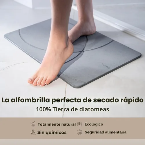 Vista 4 de TOSORO - Tapete de baño de piedra de tierra de diatomeas, antideslizante, súper absorbente, tapete de baño de piedra de diatomita para el suelo