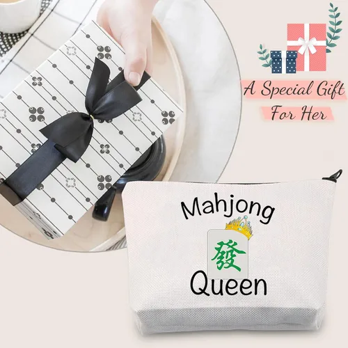 Vista 6 de JXGZSO Mahjong Queen Lucky Bag Game Tiles Travel Storage Mahjong Juego de mesa con cremallera, regalo para los amantes de Mahjong, Reina de Mahjong
