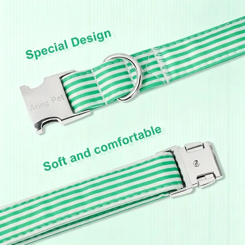 Vista 365 de Aring Pet Collar de algodón, ligero y ajustable, con hebilla de liberación rápida, para perros pequeños, medianos y grandes, para cachorros, S, Hoja
