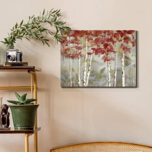 Vista 3 de Renditions Gallery Arte de pared de bosque otoñal, decoración de lienzo premium envuelto en galería, listo para colgar, 12L x 8A, impresión hecha