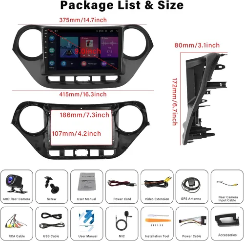 Vista 9 de SIXTOP 4G+64G Android Car Stereo para Hyundai Grand I10 2013-2018 Carplay inalámbrico Android Auto 9 pulgadas pantalla táctil 1280 * 720 Bluetooth