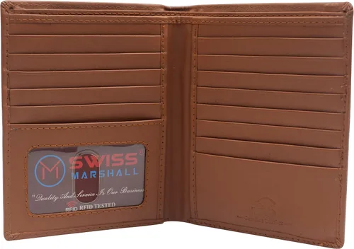 Vista 10 de Cartera Bifold Hipster para Tarjetas de Crédito con Bloqueo RFID de Piel de Cordero Premium, Antiguo, medio, Bifold